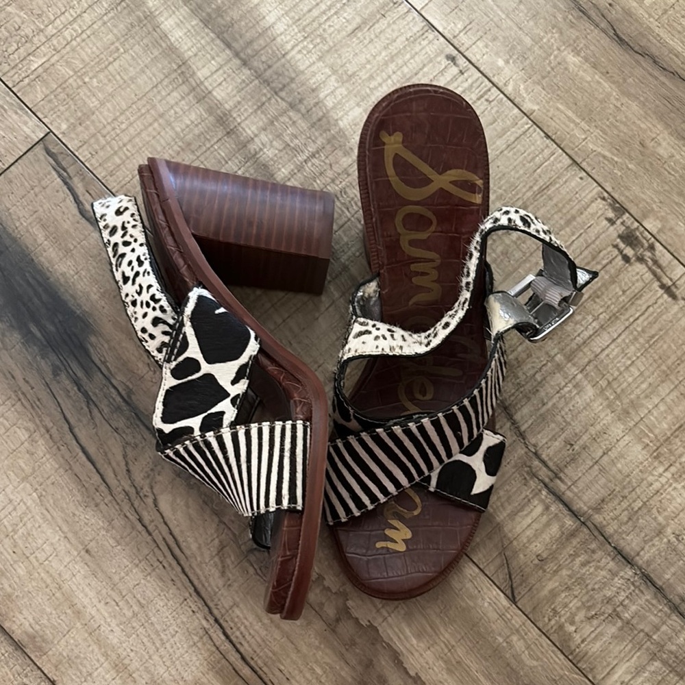 Sam Edelman Womens Ivy Sandal block heel animal print shoes size 6.5